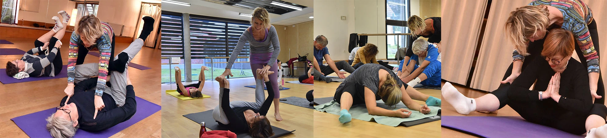 Différentes postures effectuées lors d'un cours de stretching postural